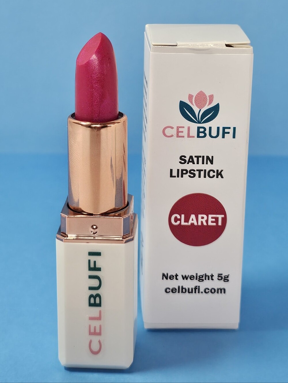 Satin Lipstick — Claret Pink-Red Shade
